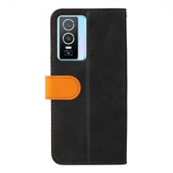 Kryty na mobil | Peňaženkové puzdro Stitching čierno-oranžové – Vivo Y76 5G | Kryty na mobil