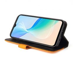 Kryty na mobil | Peňaženkové puzdro Stitching čierno-oranžové – Vivo Y76 5G | Kryty na mobil