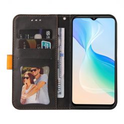 Kryty na mobil | Peňaženkové puzdro Stitching čierno-oranžové – Vivo Y76 5G | Kryty na mobil