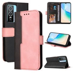 Peňaženkové puzdro Stitching čierno-ružové – Vivo Y76 5G | Kryty na mobil Kryty na mobil | Peňaženkové puzdro Stitching čierno-ružové – Vivo Y76 5G | Kryty na mobil