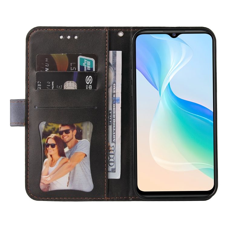 Peňaženkové puzdro Stitching čierno-sivé – Vivo Y76 5G | Kryty na mobil Kryty na mobil | Peňaženkové puzdro Stitching čierno-sivé – Vivo Y76 5G | Kryty na mobil
