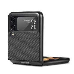 Kryty na mobil | Kryt Cross Pattern Slim čierny – Samsung Galaxy Z Flip 4 | Kryty na mobil