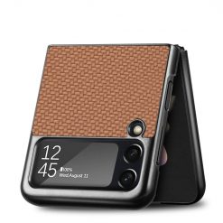 Kryty na mobil | Kryt Cross Pattern Slim hnedý – Samsung Galaxy Z Flip 4 | Kryty na mobil