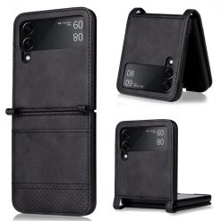 Kryty na mobil | Kryt Retro Leather čierny – Samsung Galaxy Z Flip 4 | Kryty na mobil