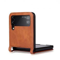 Kryt Retro Leather hnedý – Samsung Galaxy Z Flip 4 | Kryty na mobil Kryty na mobil | Kryt Retro Leather hnedý – Samsung Galaxy Z Flip 4 | Kryty na mobil