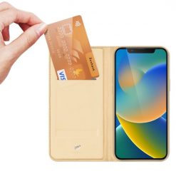 Peňaženkové puzdro Dux Ducis Skin Pro zlaté – Apple iPhone 14 | Kryty na mobil Kryty na mobil | Peňaženkové puzdro Dux Ducis Skin Pro zlaté – Apple iPhone 14 | Kryty na mobil