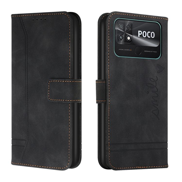 Peňaženkové puzdro Retro Smile čierne – Xiaomi Poco C40 | Kryty na mobil Kryty na mobil | Peňaženkové puzdro Retro Smile čierne – Xiaomi Poco C40 | Kryty na mobil