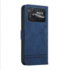 Kryty na mobil | Peňaženkové puzdro Retro Smile modré – Xiaomi Poco C40 | Kryty na mobil