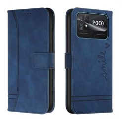 Kryty na mobil | Peňaženkové puzdro Retro Smile modré – Xiaomi Poco C40 | Kryty na mobil