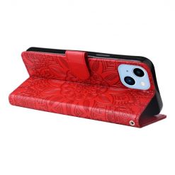 Kryty na mobil | Peňaženkové puzdro Embossing Pattern Slnečnica červené – Apple iPhone 14 | Kryty na mobil