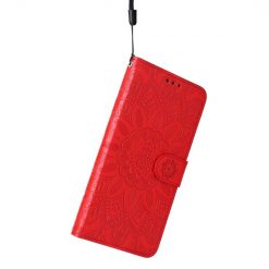 Kryty na mobil | Peňaženkové puzdro Embossing Pattern Slnečnica červené – Apple iPhone 14 | Kryty na mobil