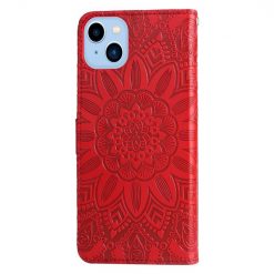 Kryty na mobil | Peňaženkové puzdro Embossing Pattern Slnečnica červené – Apple iPhone 14 Plus | Kryty na mobil
