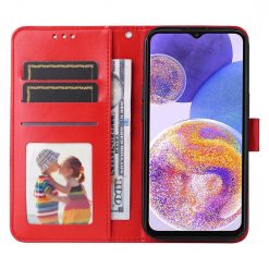 Kryty na mobil | Peňaženkové puzdro Embossing Pattern Slnečnica červené – Samsung Galaxy A23 5G / M23 | Kryty na mobil