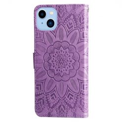 Peňaženkové puzdro Embossing Pattern Slnečnica fialové – Apple iPhone 14 Plus | Kryty na mobil Kryty na mobil | Peňaženkové puzdro Embossing Pattern Slnečnica fialové – Apple iPhone 14 Plus | Kryty na mobil
