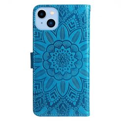 Peňaženkové puzdro Embossing Pattern Slnečnica modré – Apple iPhone 14 Plus | Kryty na mobil Kryty na mobil | Peňaženkové puzdro Embossing Pattern Slnečnica modré – Apple iPhone 14 Plus | Kryty na mobil
