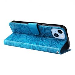 Peňaženkové puzdro Embossing Pattern Slnečnica modré – Apple iPhone 14 Plus | Kryty na mobil Kryty na mobil | Peňaženkové puzdro Embossing Pattern Slnečnica modré – Apple iPhone 14 Plus | Kryty na mobil