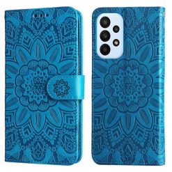 Kryty na mobil | Peňaženkové puzdro Embossing Pattern Slnečnica modré – Samsung Galaxy A23 5G / M23 | Kryty na mobil