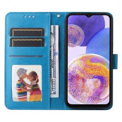 Peňaženkové puzdro Embossing Pattern Slnečnica modré – Samsung Galaxy A23 5G / M23 | Kryty na mobil Kryty na mobil | Peňaženkové puzdro Embossing Pattern Slnečnica modré – Samsung Galaxy A23 5G / M23 | Kryty na mobil