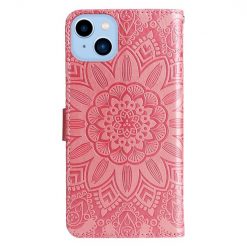 Peňaženkové puzdro Embossing Pattern Slnečnica ružové – Apple iPhone 14 Plus | Kryty na mobil Kryty na mobil | Peňaženkové puzdro Embossing Pattern Slnečnica ružové – Apple iPhone 14 Plus | Kryty na mobil