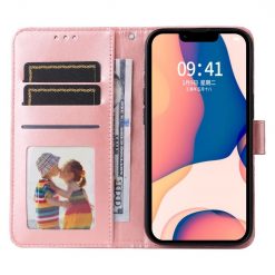 Peňaženkové puzdro Embossing Pattern Slnečnica ružové – Apple iPhone 14 Plus | Kryty na mobil Kryty na mobil | Peňaženkové puzdro Embossing Pattern Slnečnica ružové – Apple iPhone 14 Plus | Kryty na mobil