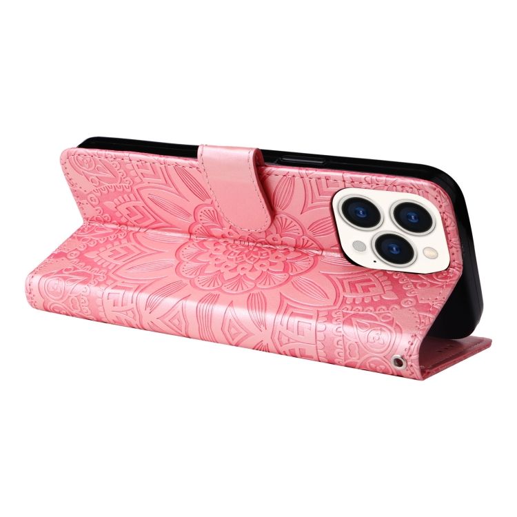 Peňaženkové puzdro Embossing Pattern Slnečnica ružové – Apple iPhone 14 Pro | Kryty na mobil Kryty na mobil | Peňaženkové puzdro Embossing Pattern Slnečnica ružové – Apple iPhone 14 Pro | Kryty na mobil
