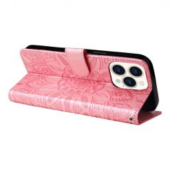 Peňaženkové puzdro Embossing Pattern Slnečnica ružové – Apple iPhone 14 Pro Max | Kryty na mobil Kryty na mobil | Peňaženkové puzdro Embossing Pattern Slnečnica ružové – Apple iPhone 14 Pro Max | Kryty na mobil