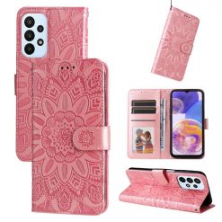 Kryty na mobil | Peňaženkové puzdro Embossing Pattern Slnečnica ružové – Samsung Galaxy A23 5G / M23 | Kryty na mobil