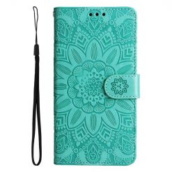 Kryty na mobil | Peňaženkové puzdro Embossing Pattern Slnečnica zelené – Apple iPhone 14 | Kryty na mobil