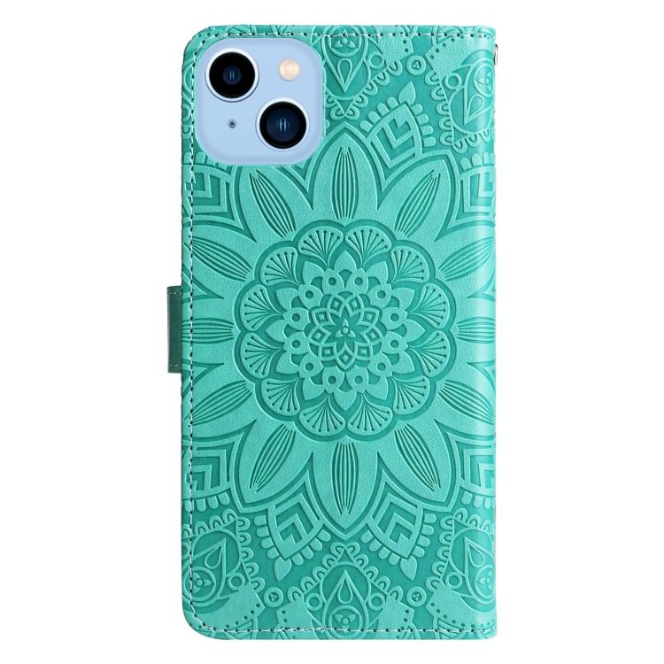 Peňaženkové puzdro Embossing Pattern Slnečnica zelené – Apple iPhone 14 Plus | Kryty na mobil Kryty na mobil | Peňaženkové puzdro Embossing Pattern Slnečnica zelené – Apple iPhone 14 Plus | Kryty na mobil