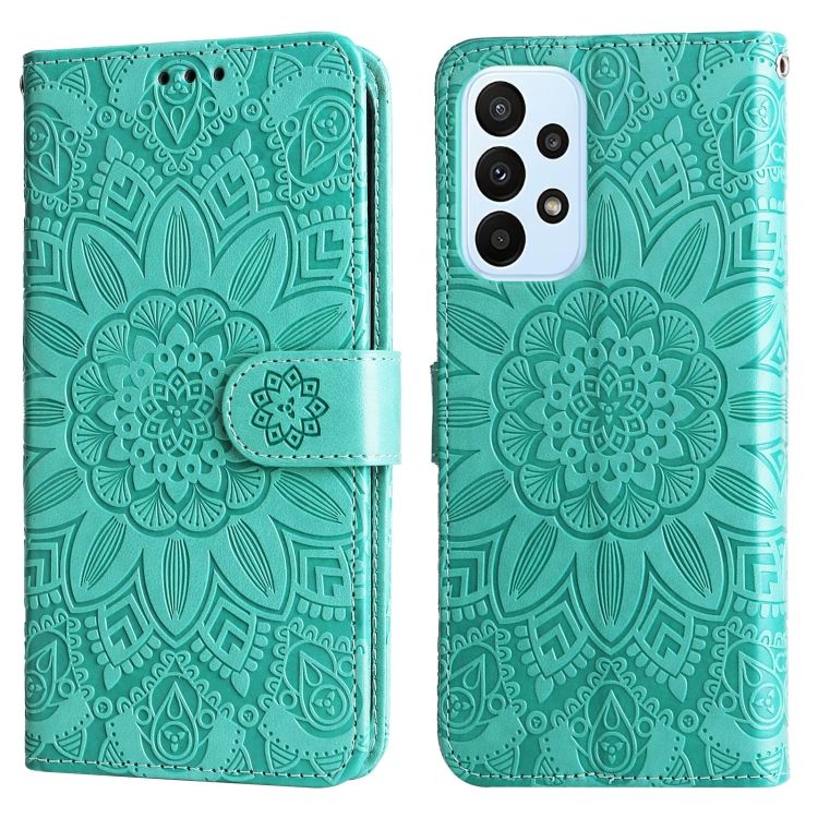 Peňaženkové puzdro Embossing Pattern Slnečnica zelené – Samsung Galaxy A23 5G / M23 | Kryty na mobil Kryty na mobil | Peňaženkové puzdro Embossing Pattern Slnečnica zelené – Samsung Galaxy A23 5G / M23 | Kryty na mobil