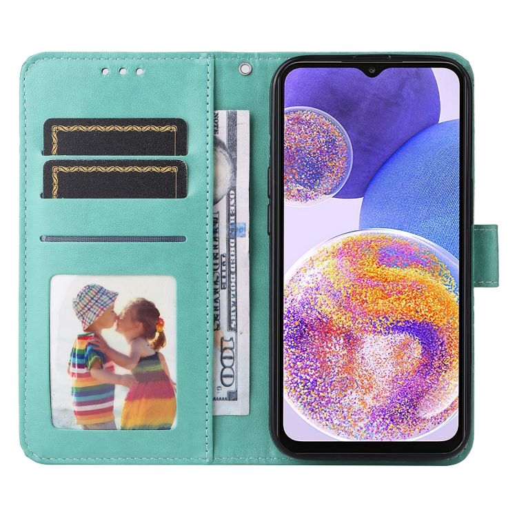 Peňaženkové puzdro Embossing Pattern Slnečnica zelené – Samsung Galaxy A23 5G / M23 | Kryty na mobil Kryty na mobil | Peňaženkové puzdro Embossing Pattern Slnečnica zelené – Samsung Galaxy A23 5G / M23 | Kryty na mobil