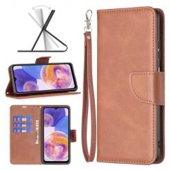 Peňaženkové puzdro Retro Lambskin hnedé – Samsung Galaxy A23 5G | Kryty na mobil Kryty na mobil | Peňaženkové puzdro Retro Lambskin hnedé – Samsung Galaxy A23 5G | Kryty na mobil