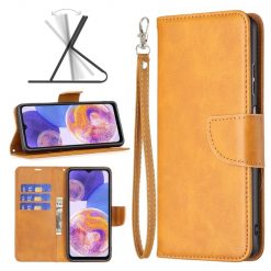Kryty na mobil | Peňaženkové puzdro Retro Lambskin žlté – Samsung Galaxy A23 5G | Kryty na mobil