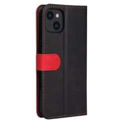 Kryty na mobil | Peňaženkové puzdro Stitching čierno-červené – Apple iPhone 14 | Kryty na mobil