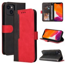 Kryty na mobil | Peňaženkové puzdro Stitching čierno-červené – Apple iPhone 14 | Kryty na mobil
