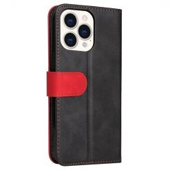 Kryty na mobil | Peňaženkové puzdro Stitching čierno-červené – Apple iPhone 14 Pro | Kryty na mobil