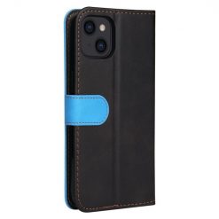 Peňaženkové puzdro Stitching čierno-modré – Apple iPhone 14 | Kryty na mobil Kryty na mobil | Peňaženkové puzdro Stitching čierno-modré – Apple iPhone 14 | Kryty na mobil