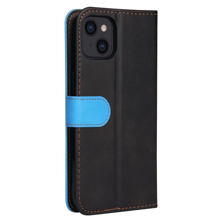 Peňaženkové puzdro Stitching čierno-modré – Apple iPhone 14 | Kryty na mobil Kryty na mobil | Peňaženkové puzdro Stitching čierno-modré – Apple iPhone 14 | Kryty na mobil