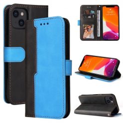 Peňaženkové puzdro Stitching čierno-modré – Apple iPhone 14 | Kryty na mobil Kryty na mobil | Peňaženkové puzdro Stitching čierno-modré – Apple iPhone 14 | Kryty na mobil