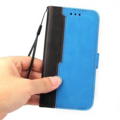 Peňaženkové puzdro Stitching čierno-modré – Apple iPhone 14 | Kryty na mobil Kryty na mobil | Peňaženkové puzdro Stitching čierno-modré – Apple iPhone 14 | Kryty na mobil
