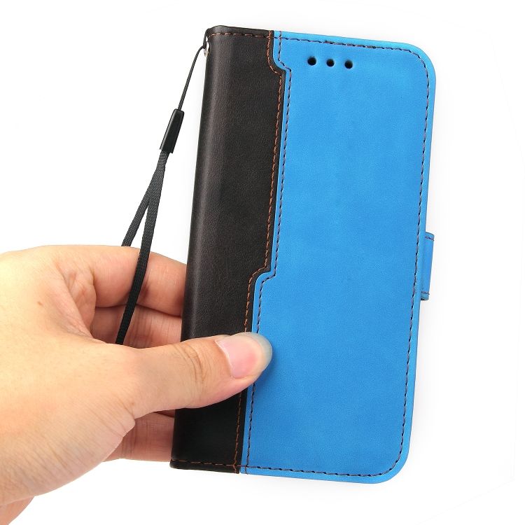 Peňaženkové puzdro Stitching čierno-modré – Apple iPhone 14 | Kryty na mobil Kryty na mobil | Peňaženkové puzdro Stitching čierno-modré – Apple iPhone 14 | Kryty na mobil