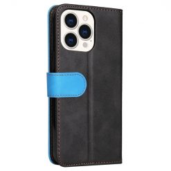 Peňaženkové puzdro Stitching čierno-modré – Apple iPhone 14 Pro Max | Kryty na mobil Kryty na mobil | Peňaženkové puzdro Stitching čierno-modré – Apple iPhone 14 Pro Max | Kryty na mobil