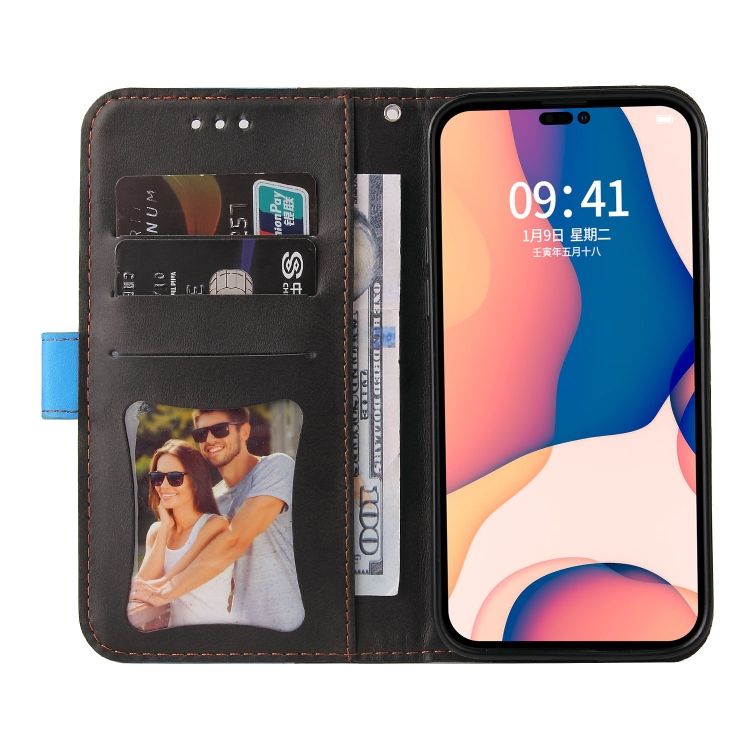 Peňaženkové puzdro Stitching čierno-modré – Apple iPhone 14 Pro Max | Kryty na mobil Kryty na mobil | Peňaženkové puzdro Stitching čierno-modré – Apple iPhone 14 Pro Max | Kryty na mobil