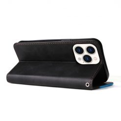Peňaženkové puzdro Stitching čierno-modré – Apple iPhone 14 Pro Max | Kryty na mobil Kryty na mobil | Peňaženkové puzdro Stitching čierno-modré – Apple iPhone 14 Pro Max | Kryty na mobil