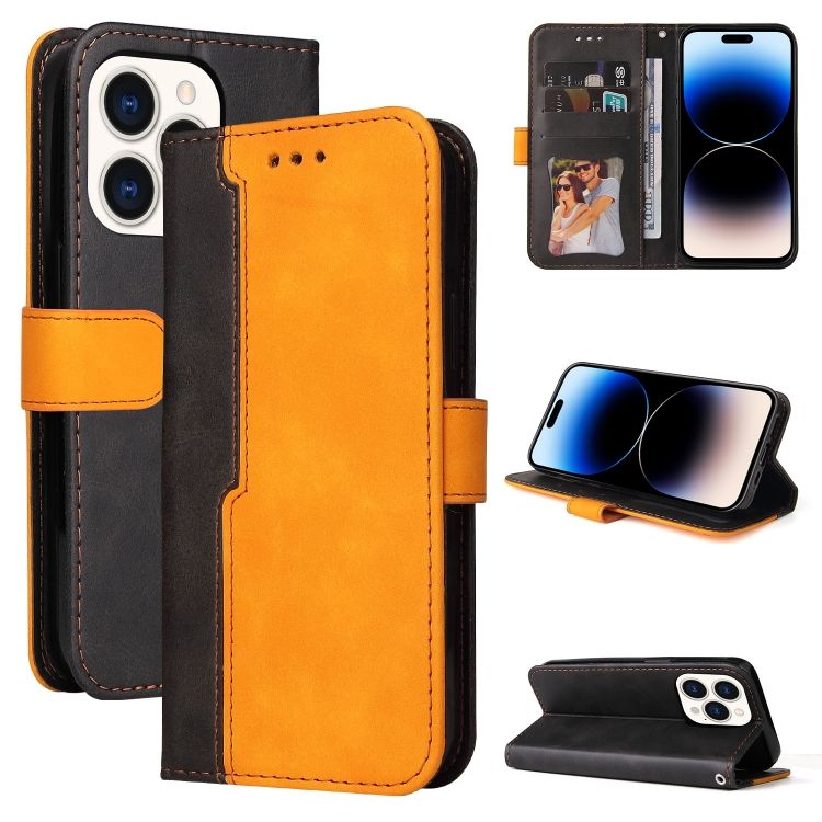 Peňaženkové puzdro Stitching čierno-oranžové – Apple iPhone 14 Pro | Kryty na mobil Kryty na mobil | Peňaženkové puzdro Stitching čierno-oranžové – Apple iPhone 14 Pro | Kryty na mobil