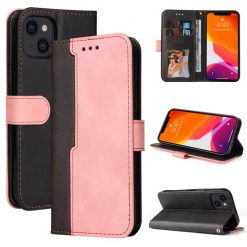 Kryty na mobil | Peňaženkové puzdro Stitching čierno-ružové – Apple iPhone 14 Plus | Kryty na mobil