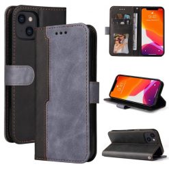 Kryty na mobil | Peňaženkové puzdro Stitching čierno-sivé – Apple iPhone 14 | Kryty na mobil