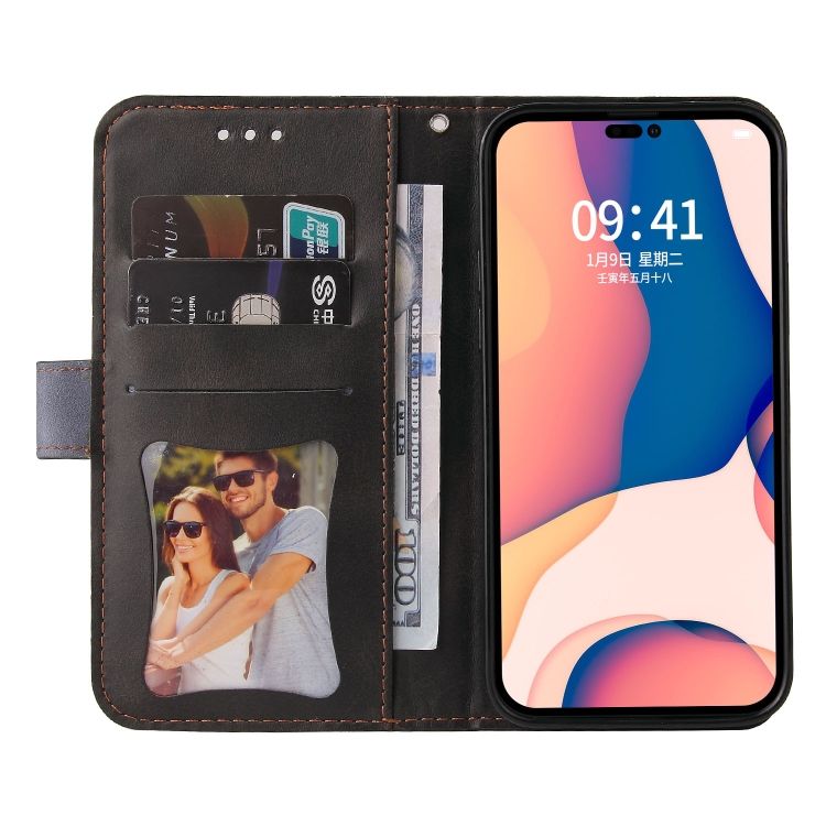 Peňaženkové puzdro Stitching čierno-sivé – Apple iPhone 14 Pro Max | Kryty na mobil Kryty na mobil | Peňaženkové puzdro Stitching čierno-sivé – Apple iPhone 14 Pro Max | Kryty na mobil