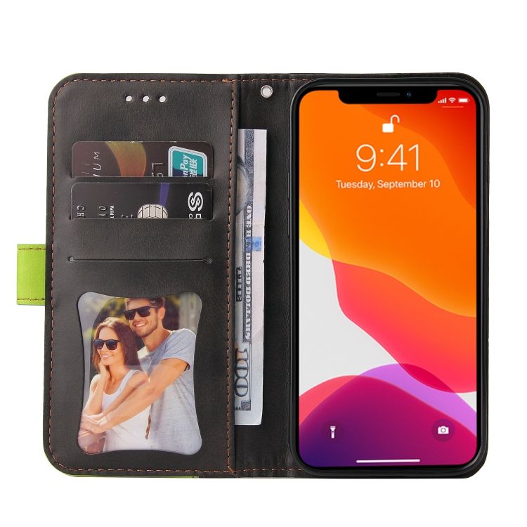 Peňaženkové puzdro Stitching čierno-zelené – Apple iPhone 14 | Kryty na mobil Kryty na mobil | Peňaženkové puzdro Stitching čierno-zelené – Apple iPhone 14 | Kryty na mobil