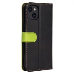 Peňaženkové puzdro Stitching čierno-zelené – Apple iPhone 14 Plus | Kryty na mobil Kryty na mobil | Peňaženkové puzdro Stitching čierno-zelené – Apple iPhone 14 Plus | Kryty na mobil